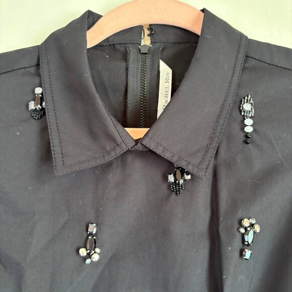 Rachel Rachel Roy Black Beaded Sleeveless Collared Dress NWT Women’s Size 4 - Picture 7 of 9